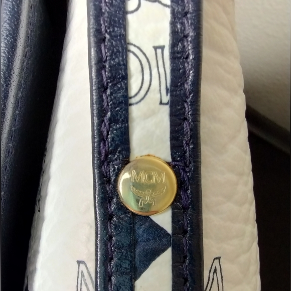 MCM Blue & White Crossbody Leather Patricia Handbag - Picture 12 of 17